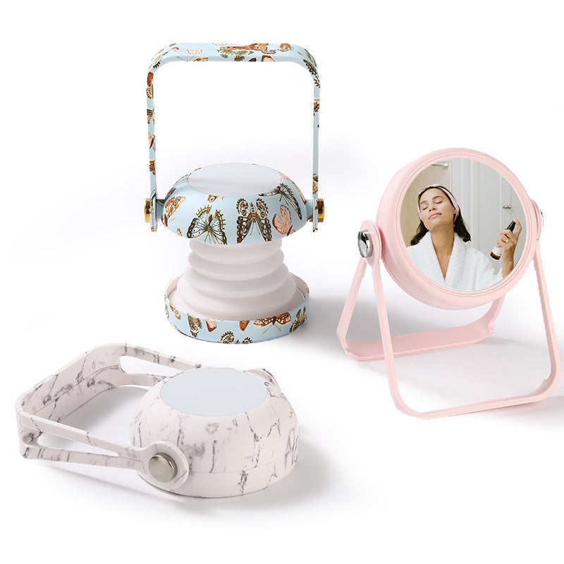 Contemporary Creative Rechargeable Folding Silica LED Mirror Table Lamp Night Light for Bedroom