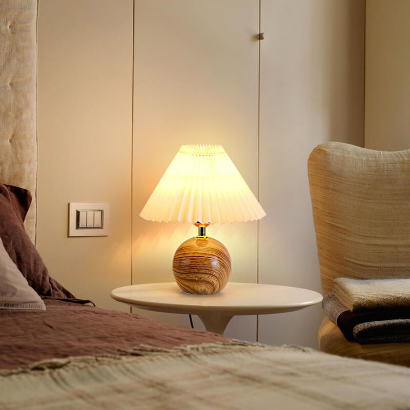 Vintage Fabric Shade Ceramic 1-Light Table Lamp Australia