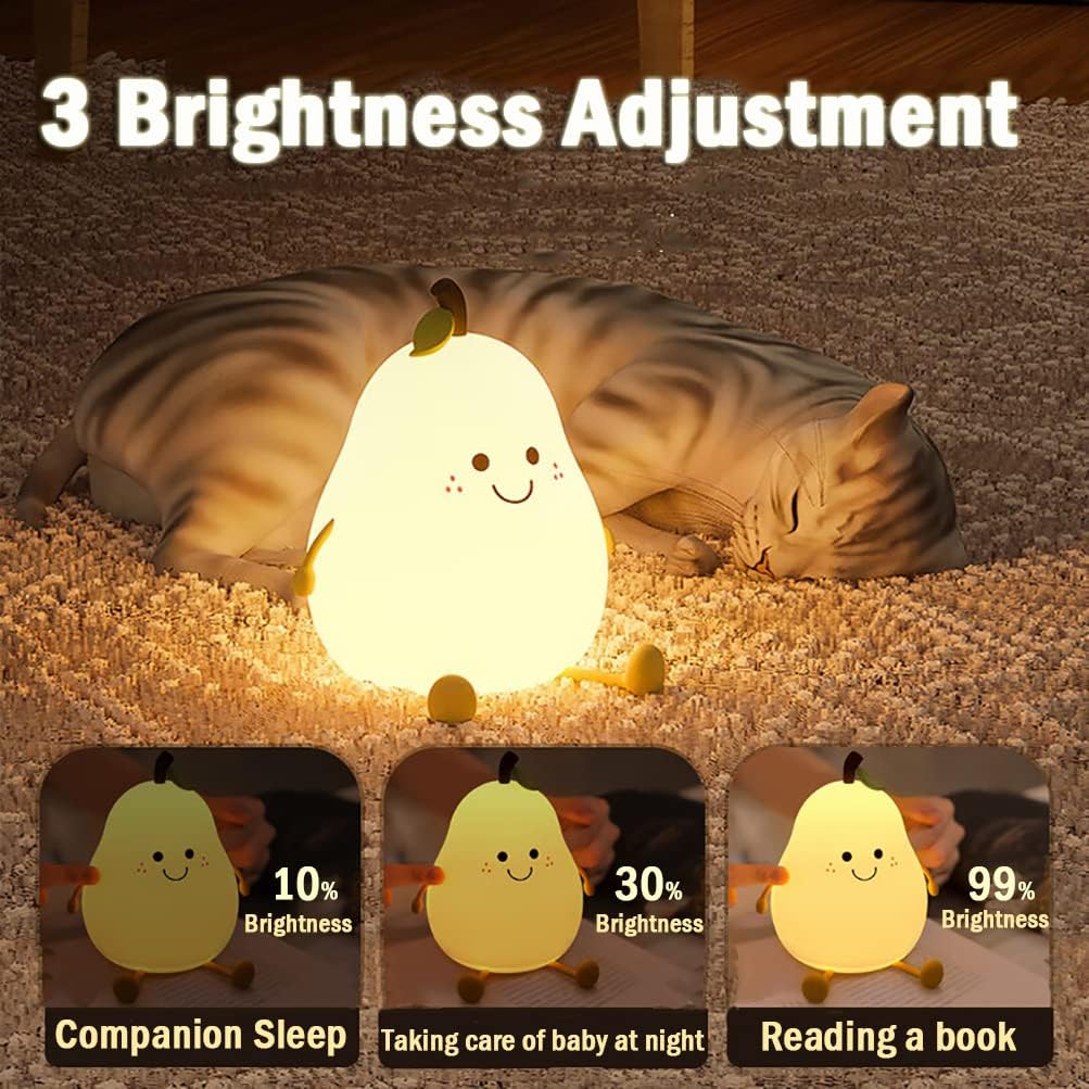 PearGlow Night Lamp with USB Charger and Warm White Light