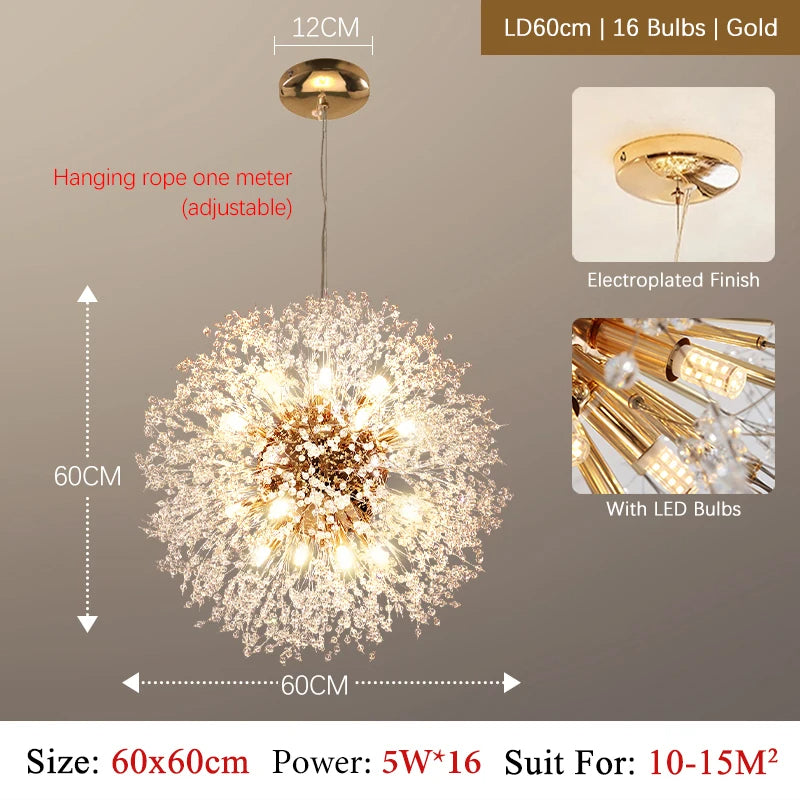 Luxury Crystal Chandelier LED Pendant Light - Modern Design