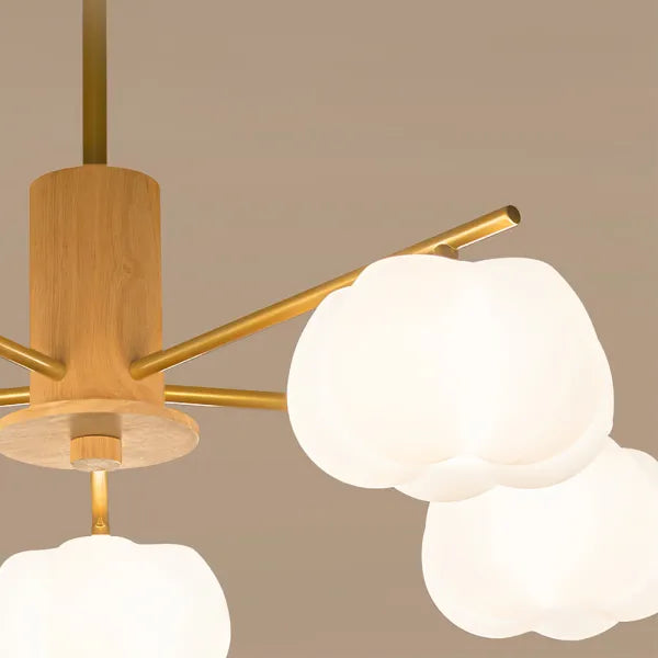 Creative Wooden Cotton Balls Chandelier for Living Room