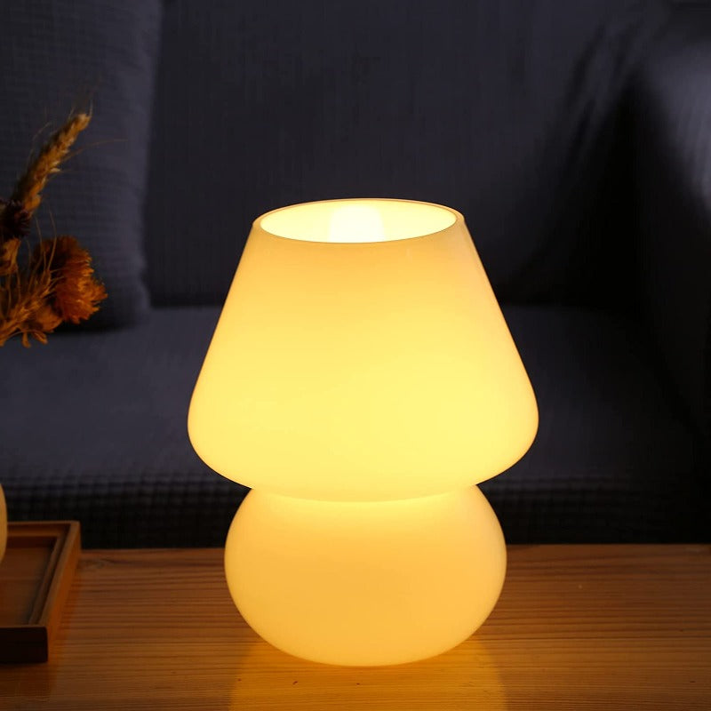 Murano Glass Mushroom Lamp Vintage Style Table Light E12 LED Nightstand Decor