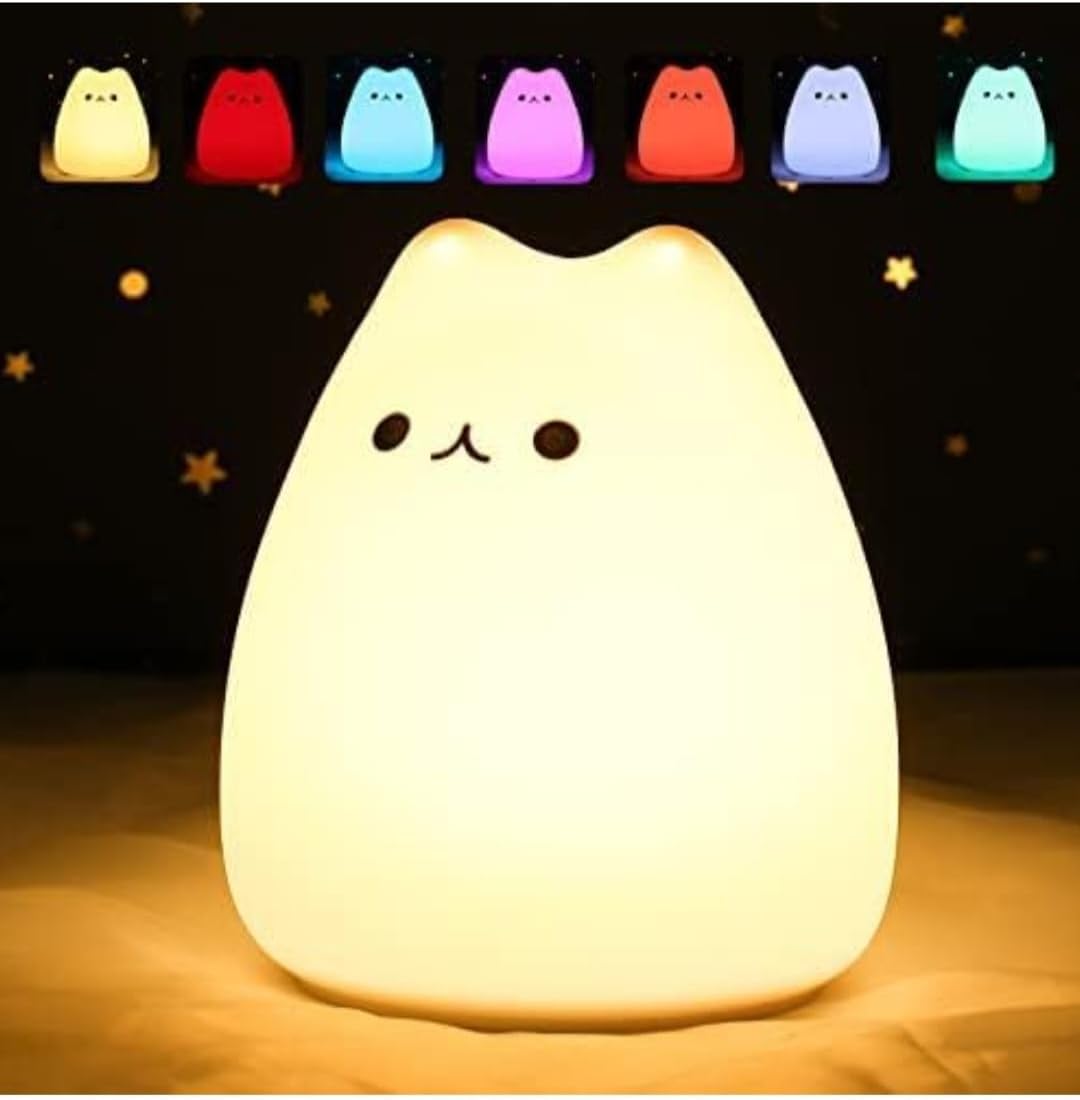 Kids Night Light – Dreamy Cat LED Lamp, Rechargeable Silikon