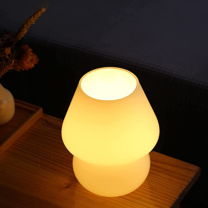 Murano Glass Mushroom Lamp Vintage Style Table Light E12 LED Nightstand Decor