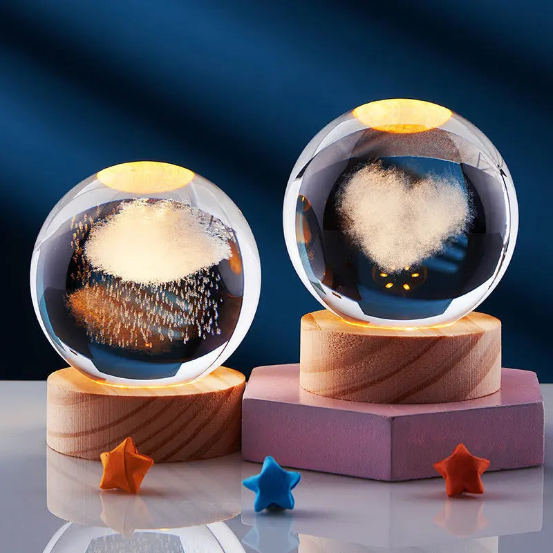 3D Crystal Night Lamp with LED Lighting - Adjustable Brightness