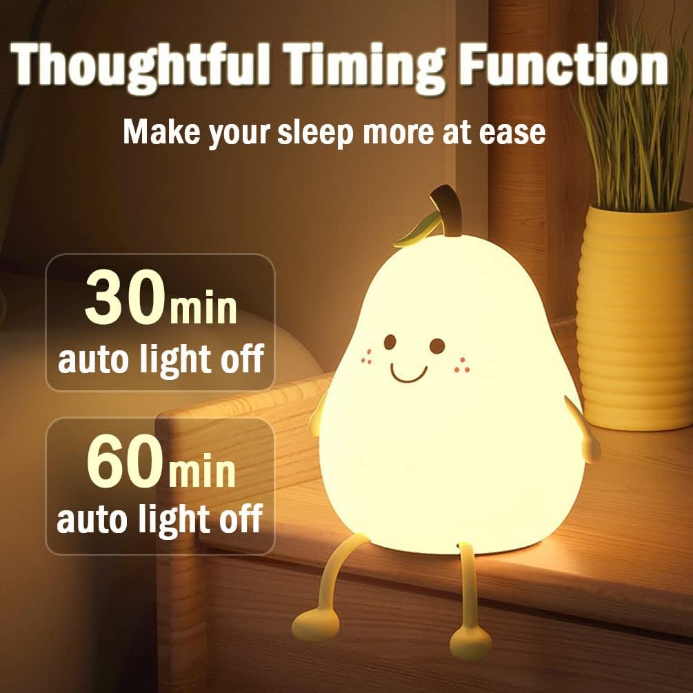 PearGlow Night Lamp with USB Charger and Warm White Light