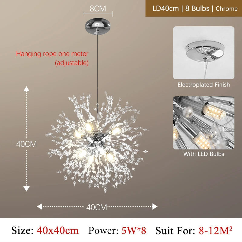 Luxury Crystal Chandelier LED Pendant Light - Modern Design