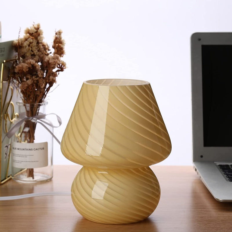 Murano Glass Mushroom Lamp Vintage Style Table Light E12 LED Nightstand Decor