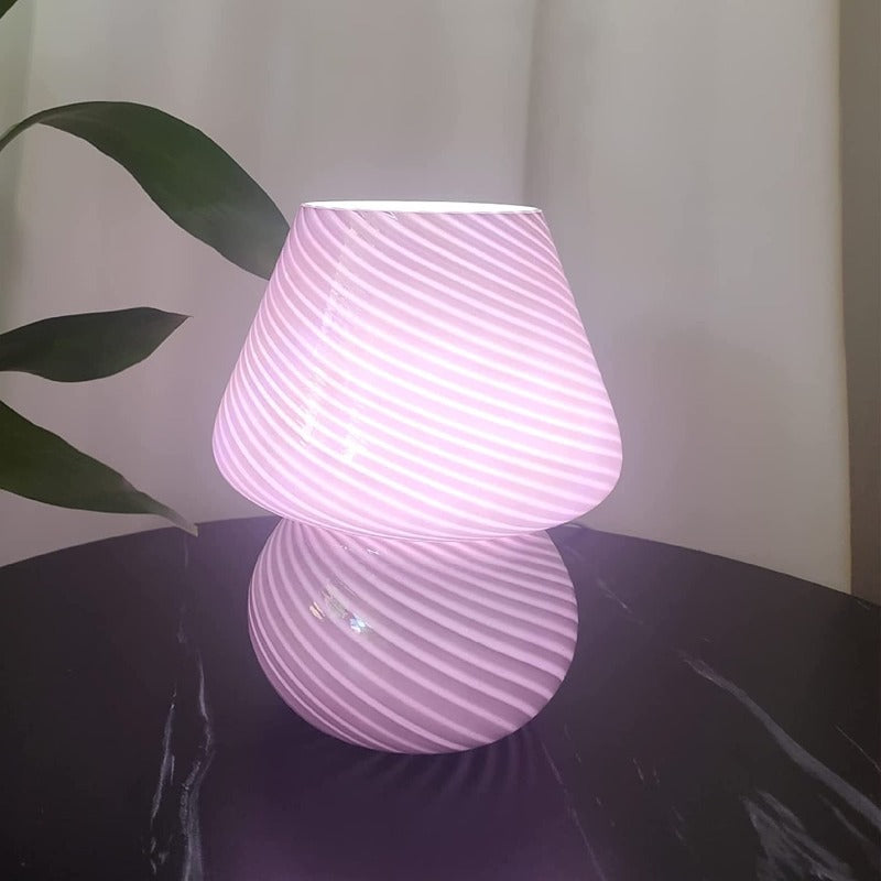 Murano Glass Mushroom Lamp Vintage Style Table Light E12 LED Nightstand Decor