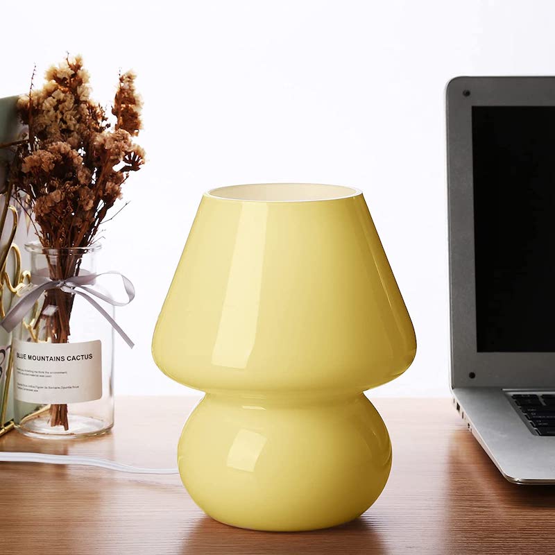 Murano Glass Mushroom Lamp Vintage Style Table Light E12 LED Nightstand Decor