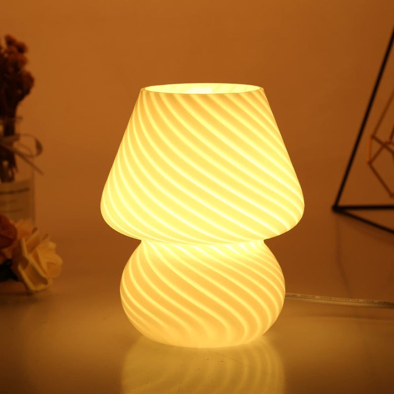 Murano Glass Mushroom Lamp Vintage Style Table Light E12 LED Nightstand Decor