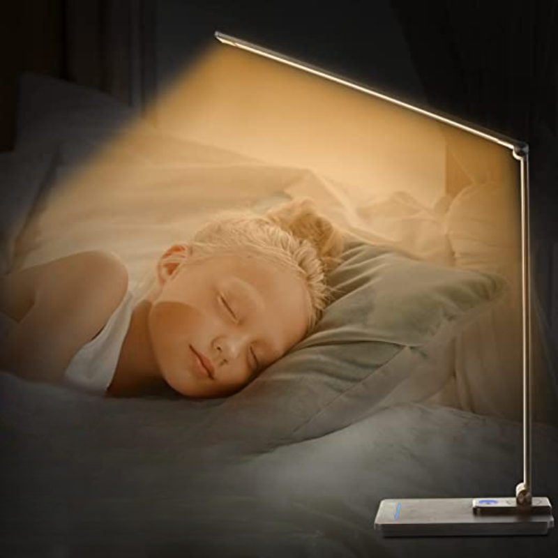 LED Desk Lamp with 10W Wireless Charger and USB Port, Study Lamp with 5 Brightness Modes, Fully Dimmable, Touch Control for Office Use