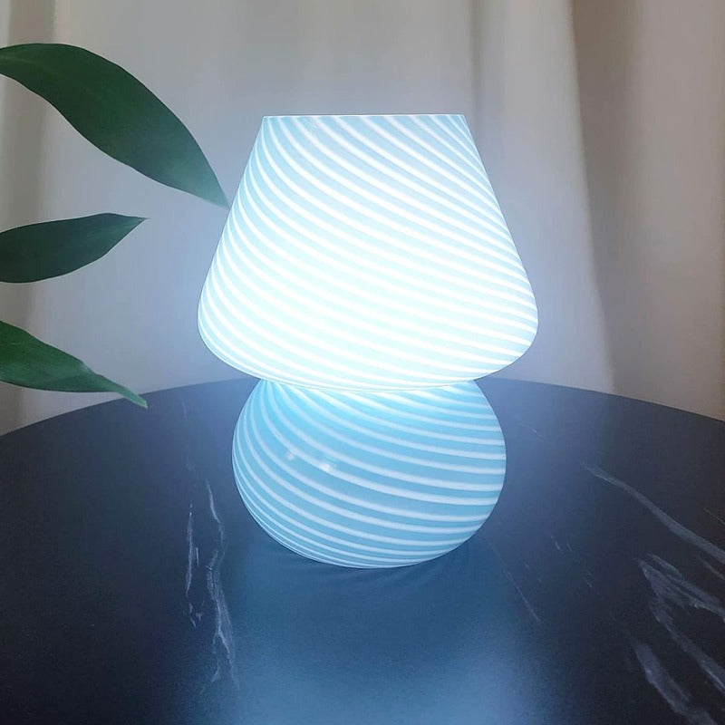 Murano Glass Mushroom Lamp Vintage Style Table Light E12 LED Nightstand Decor