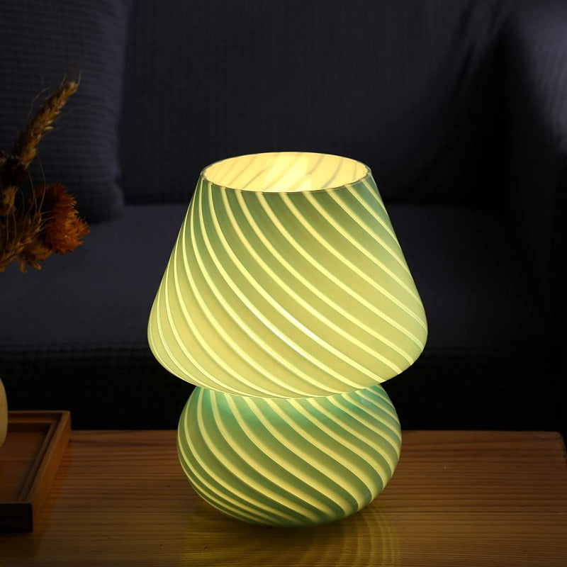 Murano Glass Mushroom Lamp Vintage Style Table Light E12 LED Nightstand Decor