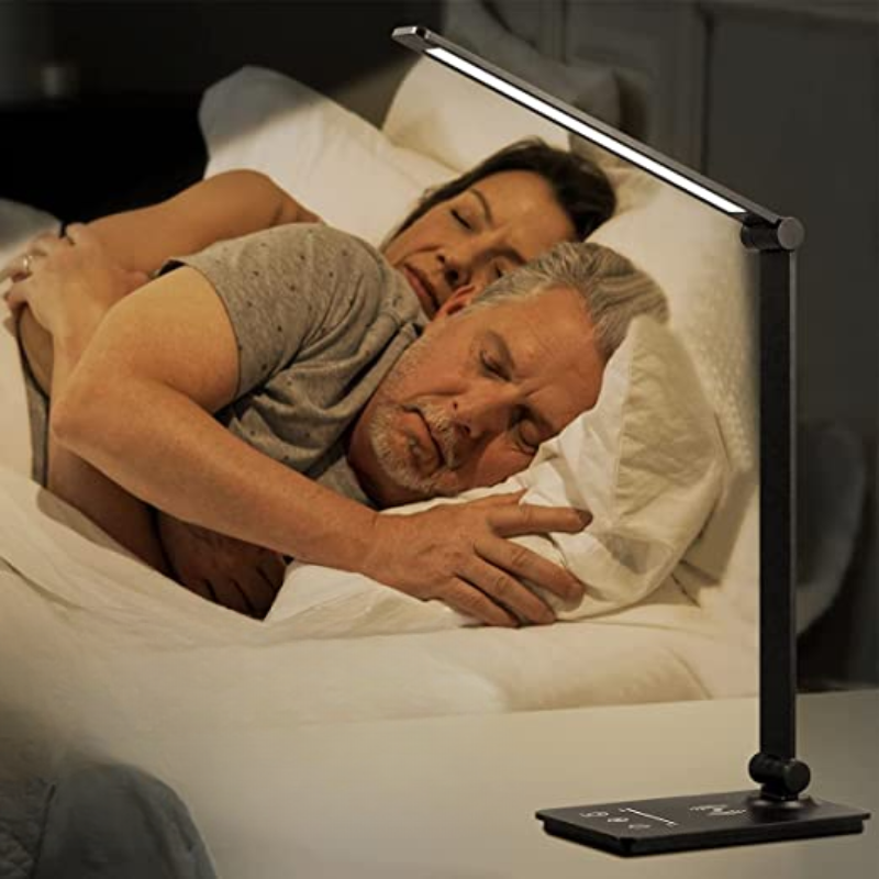 LED Desk Lamp with Wireless Charging, Touch Control, 5 Color Modes, Full Dimming, Eye-Friendly Study Light, Adjustable Arm, 30/60 Min Auto Timer