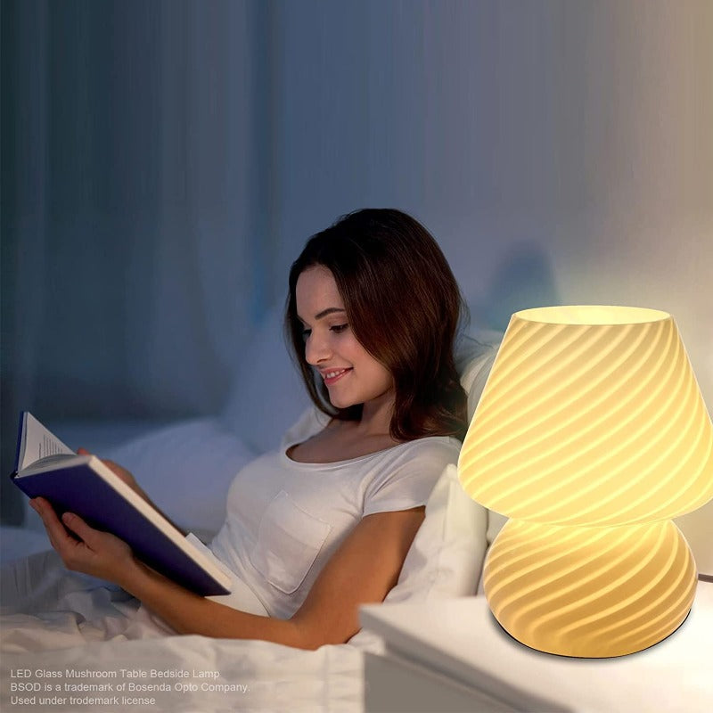 Murano Glass Mushroom Lamp Vintage Style Table Light E12 LED Nightstand Decor