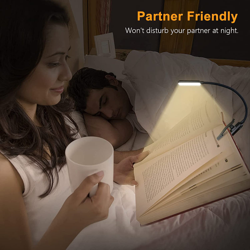9 LED USB Rechargeable Reading Light for Bed - Eye-Friendly, Dimmable Clip-On Lamp