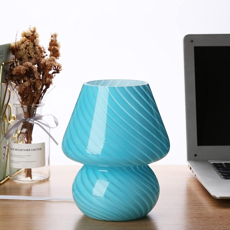Murano Glass Mushroom Lamp Vintage Style Table Light E12 LED Nightstand Decor