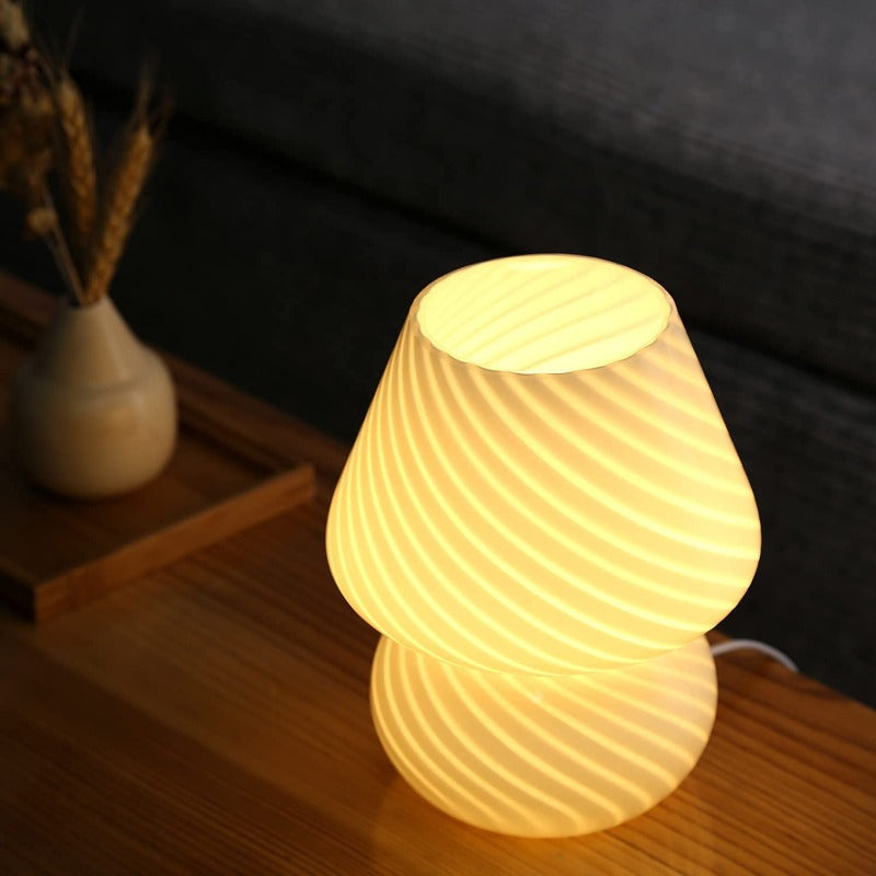 Murano Glass Mushroom Lamp Vintage Style Table Light E12 LED Nightstand Decor