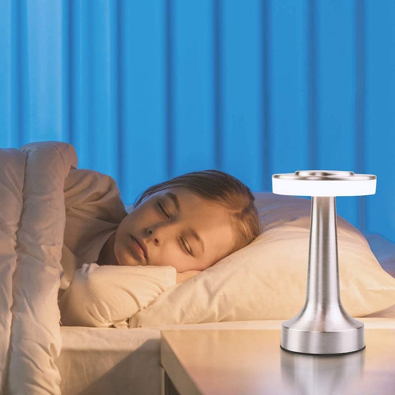 Portable LED Table Lamp with Touch Sensor, 3 Brightness Levels, Rechargeable Battery Up to 48 Hours, Kids Night Light, Bedside Lamp, Gold