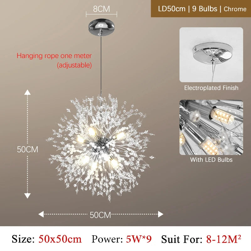 Luxury Crystal Chandelier LED Pendant Light - Modern Design