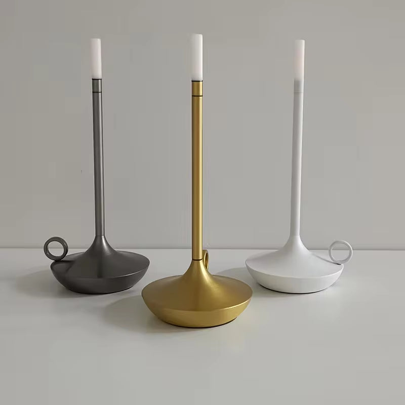 Rechargeable Candle Table Lamp - Modern Dimmable Light for Bedroom & Camping