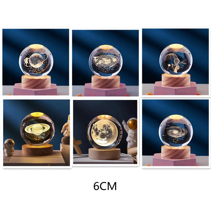 3D Crystal Night Lamp with LED Lighting - Adjustable Brightness