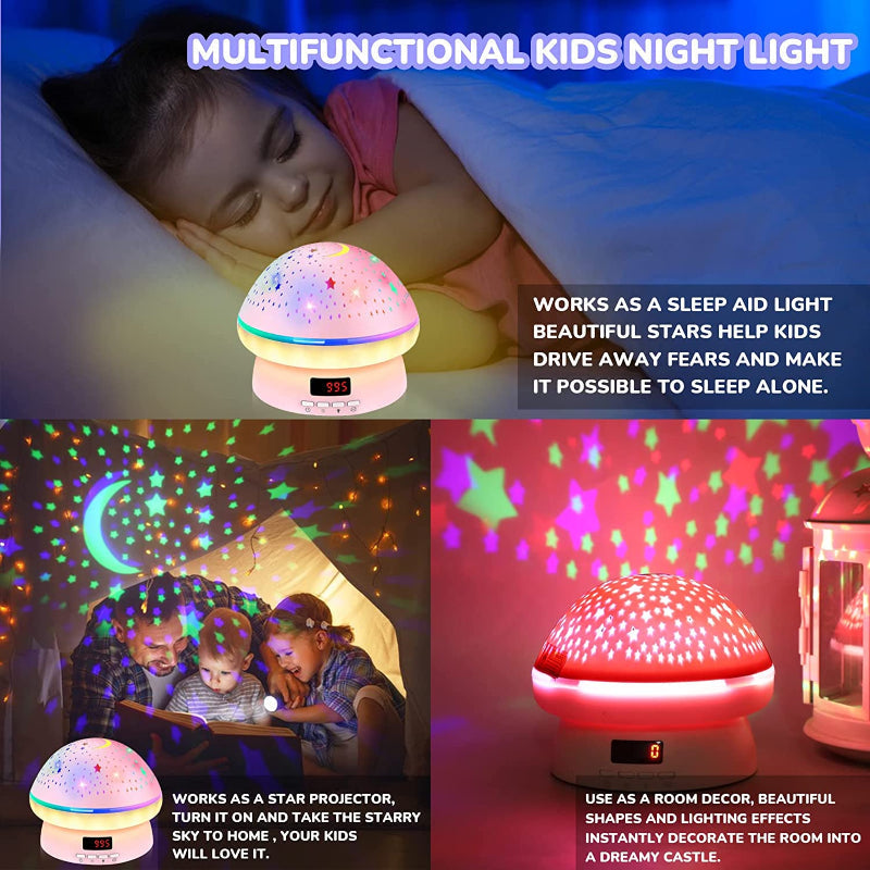 Kids Star Projector Night Light Toy for Ages 3-8, LED Timer Rotating Light with 16 Colors, Kawaii Gifts for Children 2-9 Years