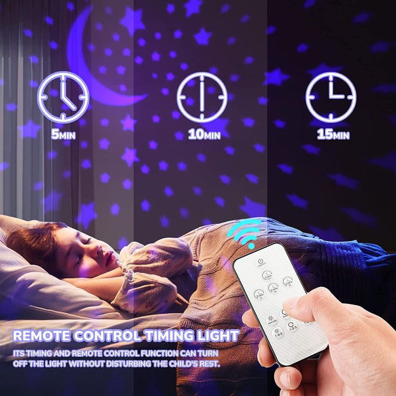 Kids Star Projector Night Light Toy for Ages 3-8, LED Timer Rotating Light with 16 Colors, Kawaii Gifts for Children 2-9 Years