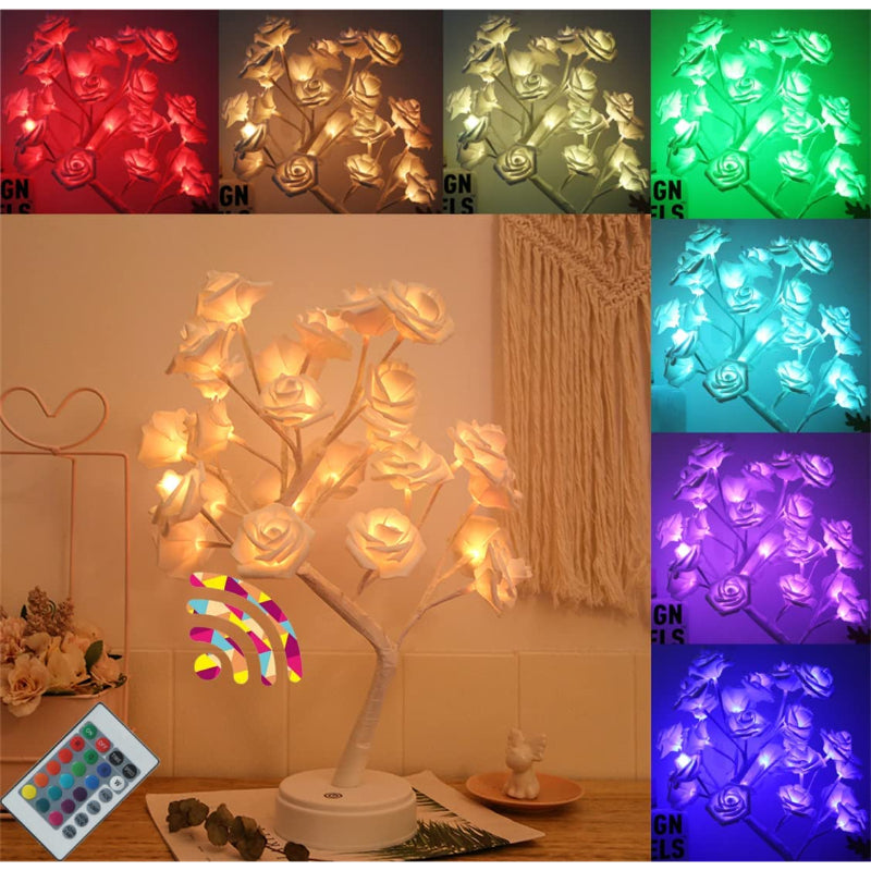 Rose LED Table Lamp with Remote - 16 Color Changing, Ideal Gift for Girls and Women, Perfect for Holiday and Party Room Decor