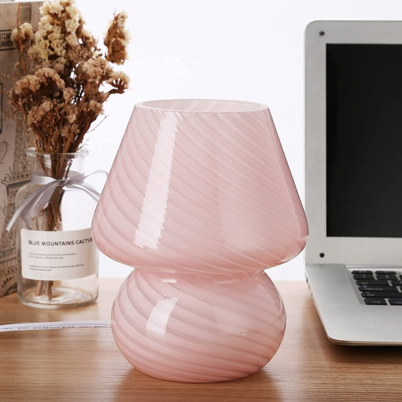 Murano Glass Mushroom Lamp Vintage Style Table Light E12 LED Nightstand Decor