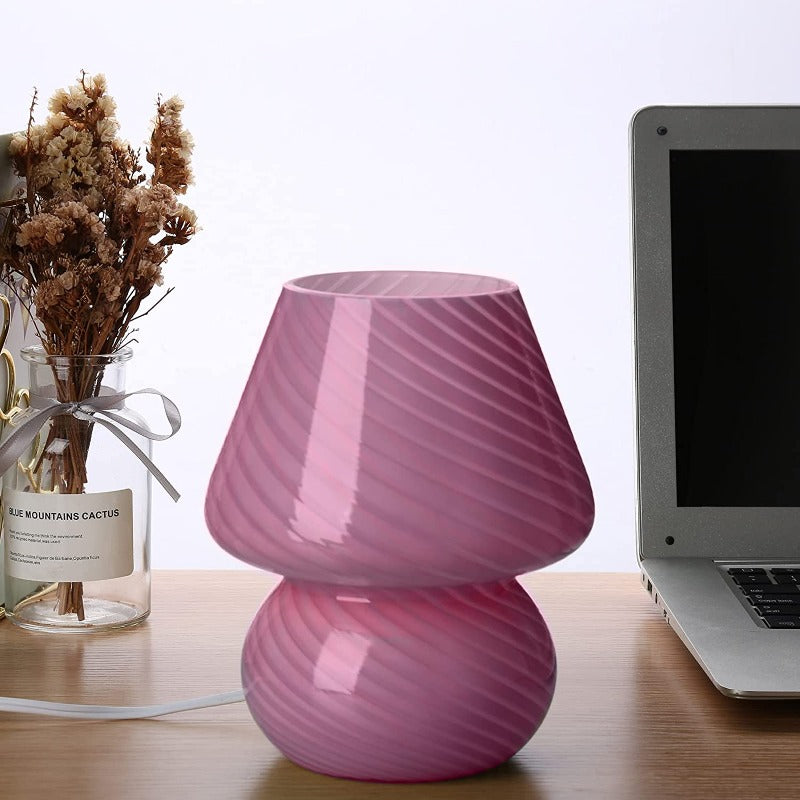 Murano Glass Mushroom Lamp Vintage Style Table Light E12 LED Nightstand Decor