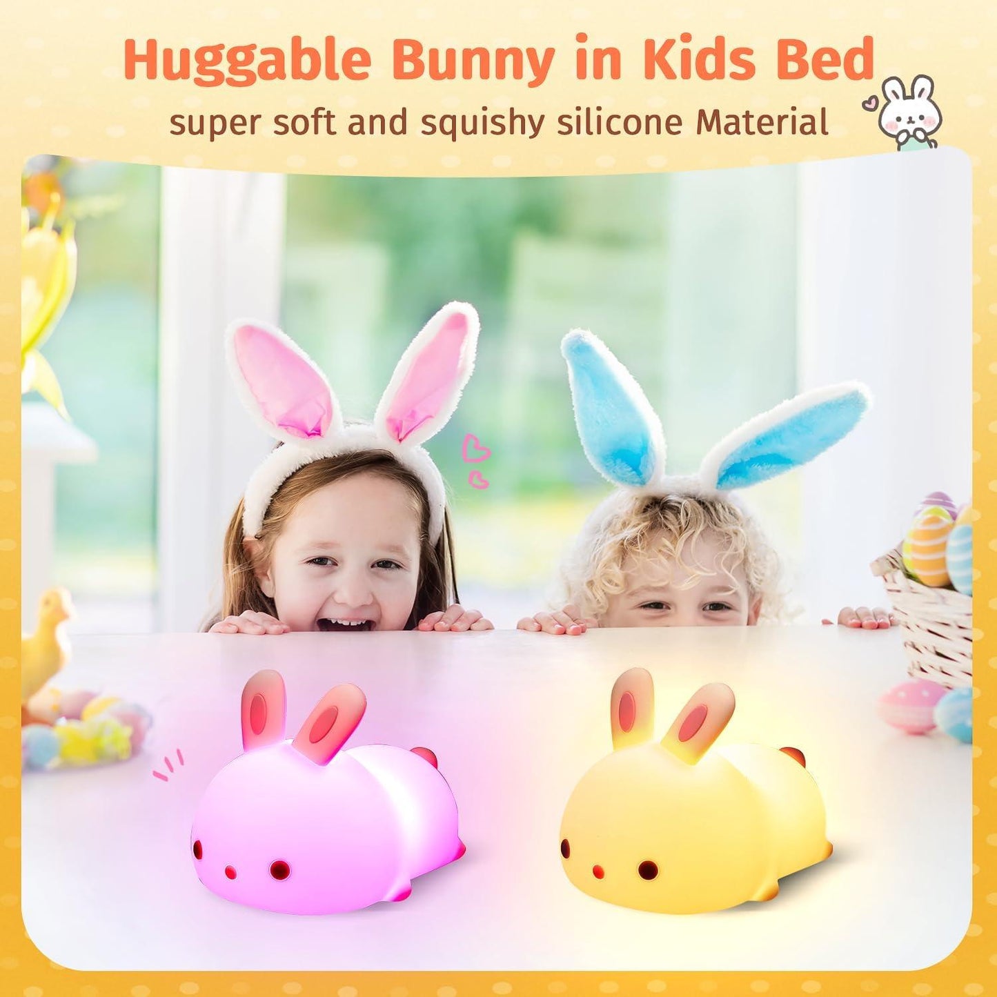 Bunny Touch Sensor LED Night Lamp - Colour Changing Childrens Light