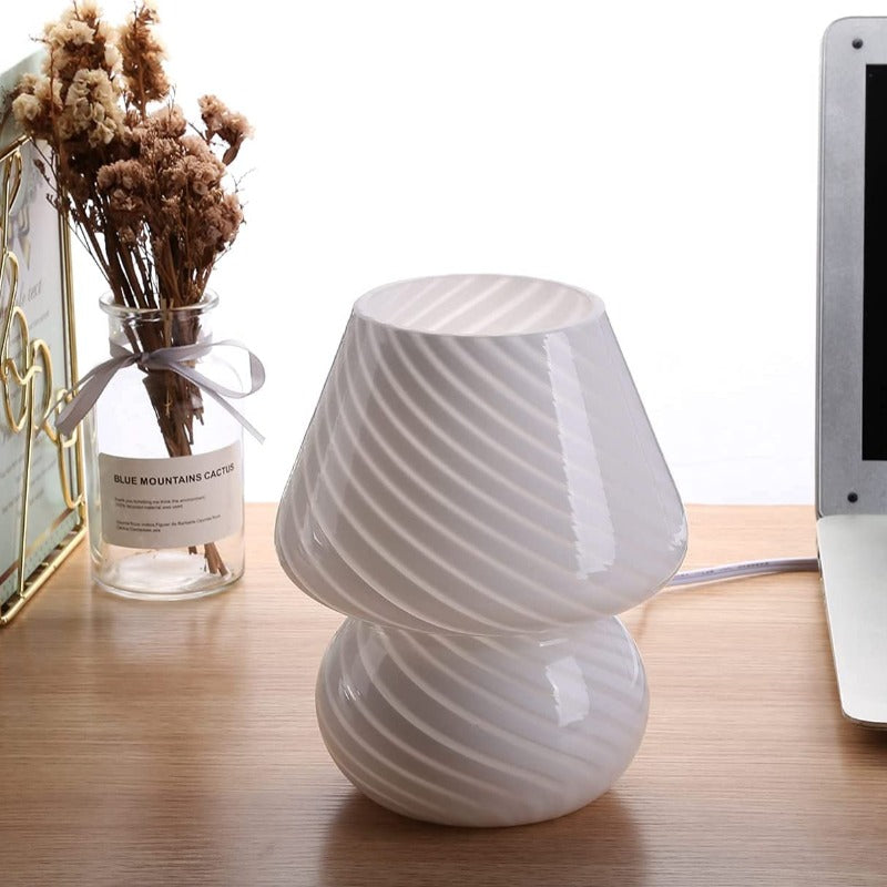 Murano Glass Mushroom Lamp Vintage Style Table Light E12 LED Nightstand Decor
