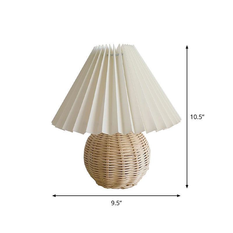Ball Bamboo Rattan Table Lamp Modernist White Shade 1 Bulb