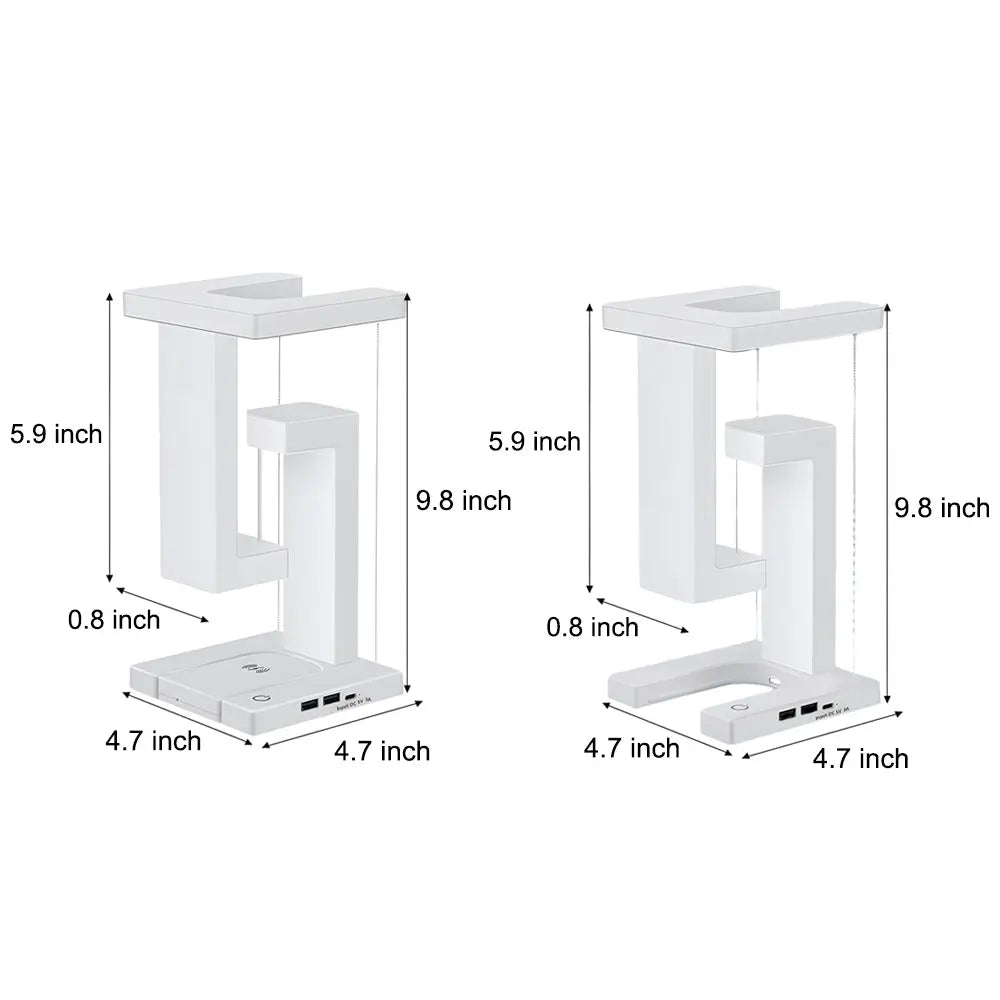 Levitating Anti-Gravity Table Lamp with Wireless Charging and LED Light