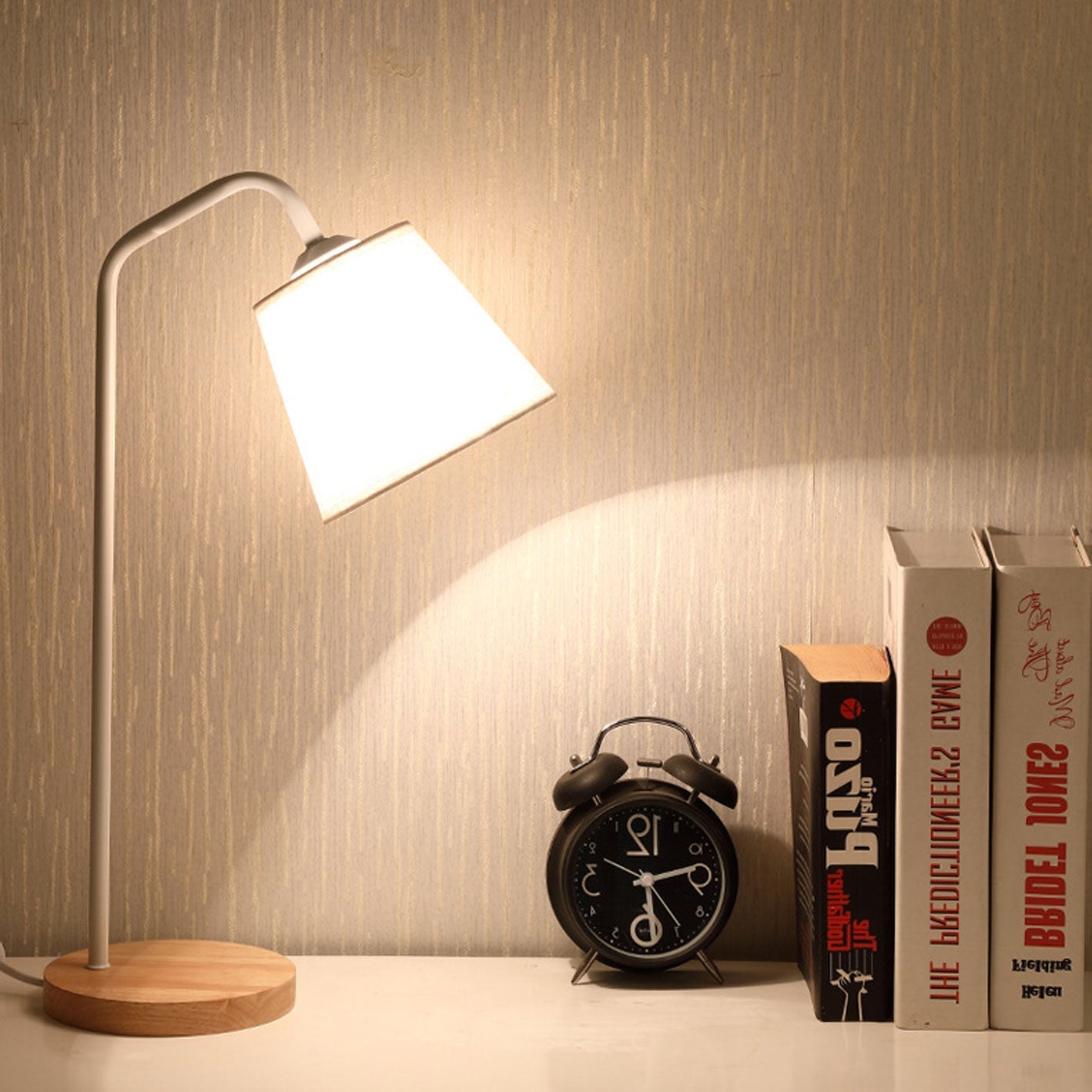 Nordic Minimalist Cone Linen Shade Wooden Base Table Lamp