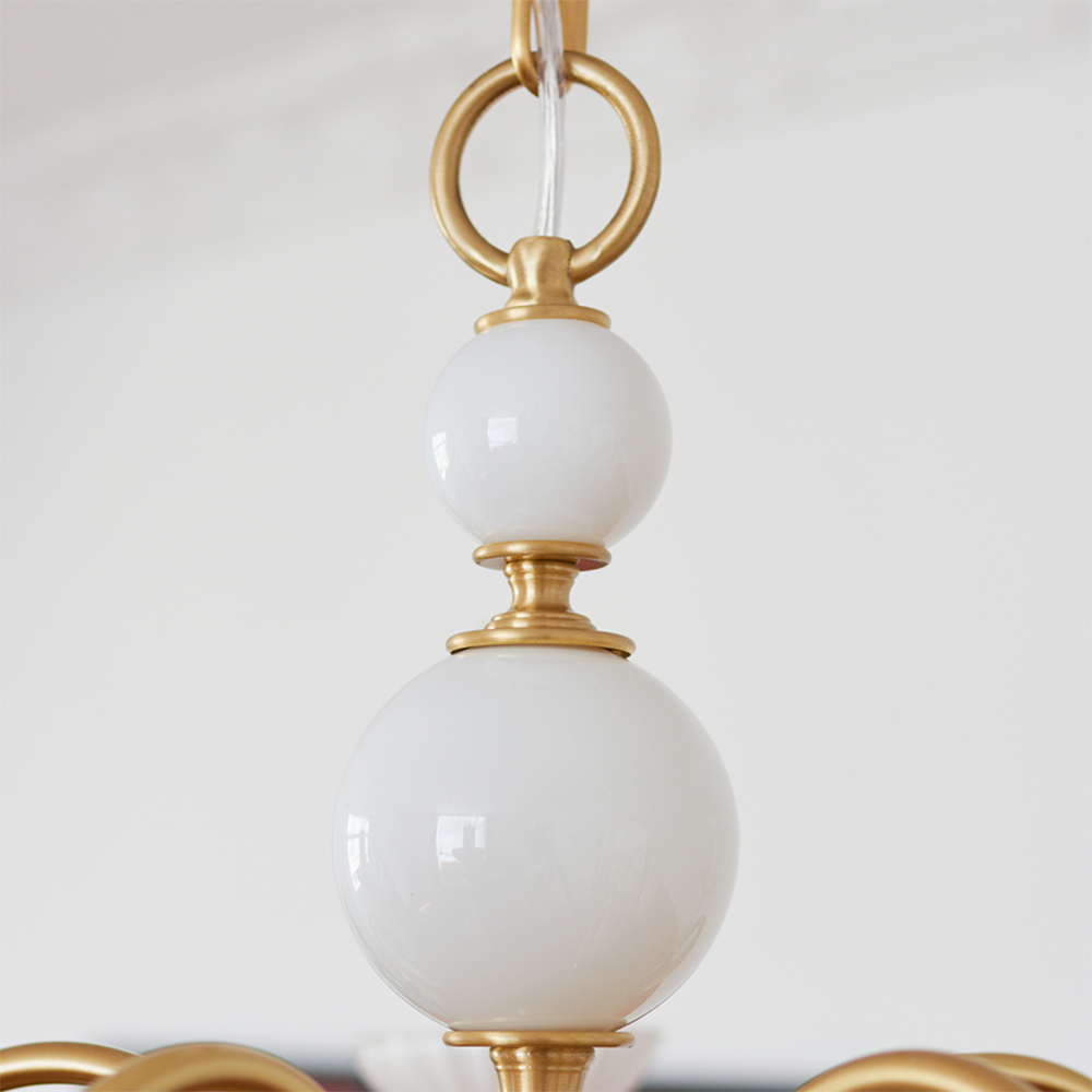 Cream Glass Chandelier American Retro Metal Lamp Bedroom