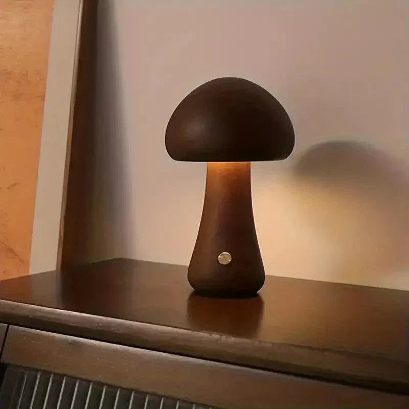 Mushglow Wireless Mushroom Lamp | Wood & Foam, Dimmable, USB Rechargeable