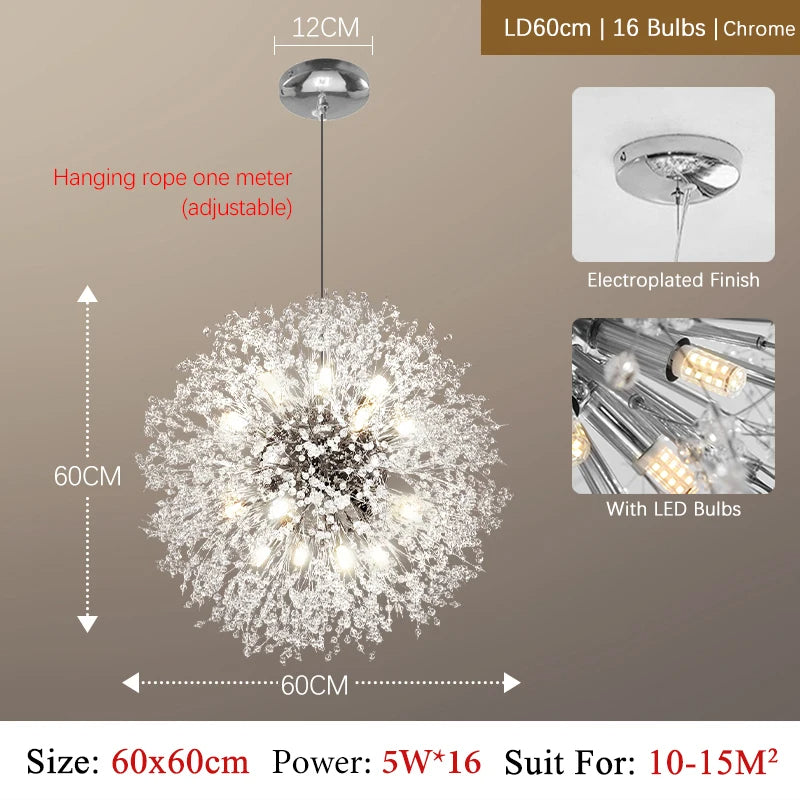 Luxury Crystal Chandelier LED Pendant Light - Modern Design