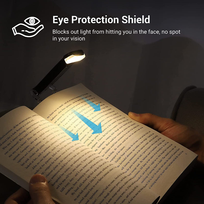 Rechargeable Book Light for Reading in Bed, Warm White, Adjustable Brightness for Eye Protection, LED Clip-On Reading Light for Kids, Portable Bookmark Lamp