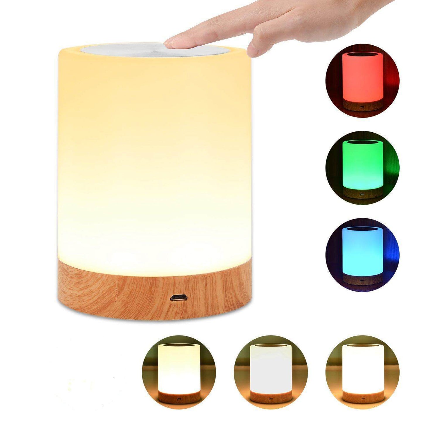 Kreative Holzmaserung Night Light Rechargeable Atmosphere Lamp