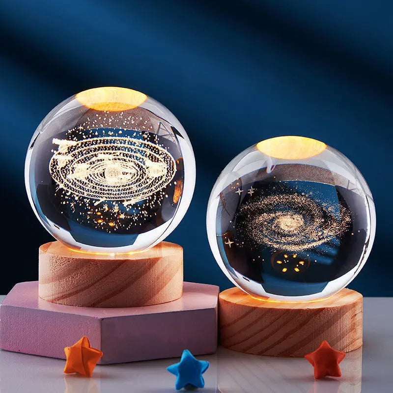3D Crystal Night Lamp with LED Lighting - Adjustable Brightness