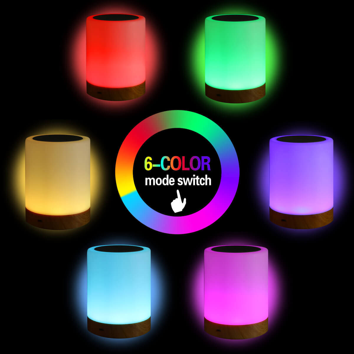 Kreative Holzmaserung Night Light Rechargeable Atmosphere Lamp