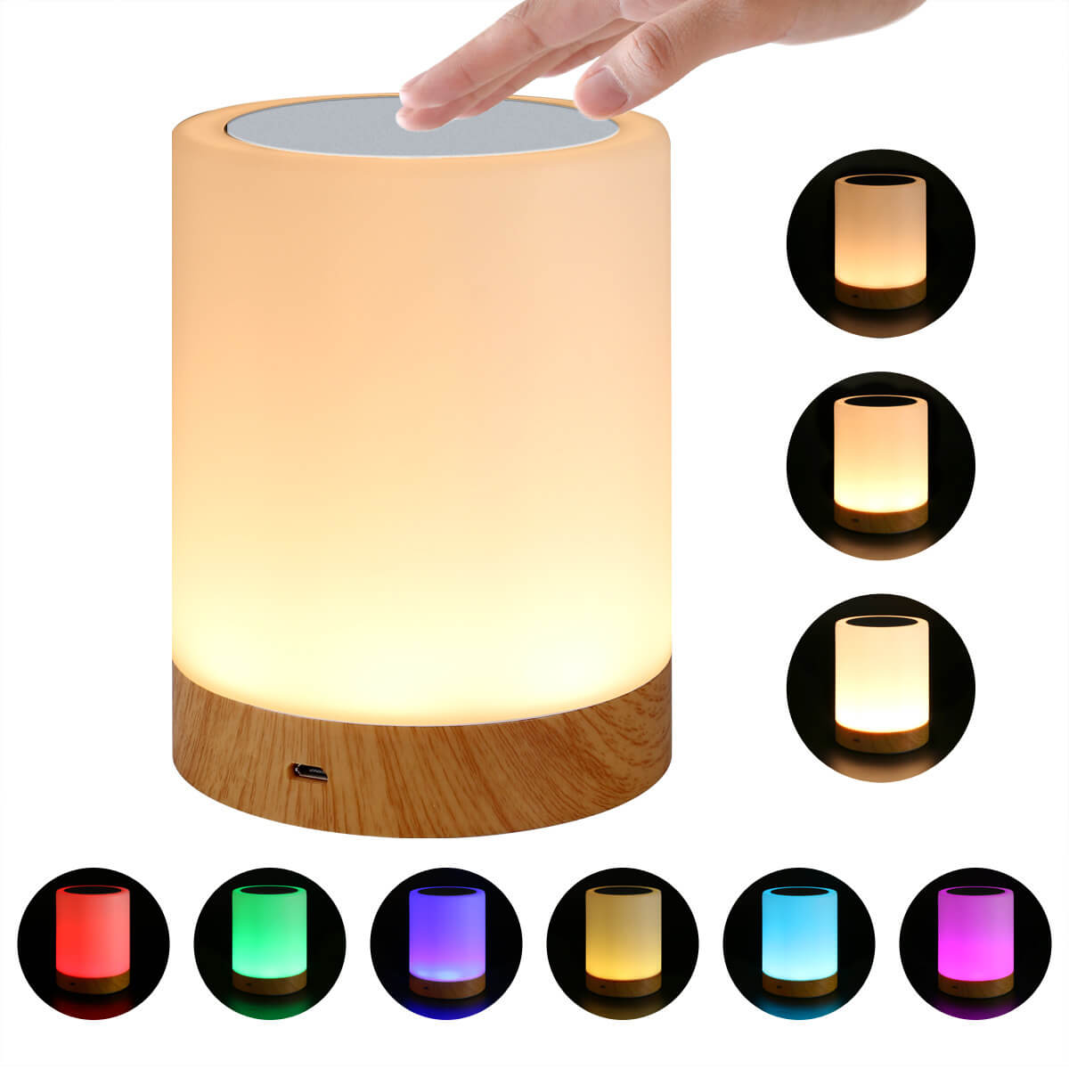 Kreative Holzmaserung Night Light Rechargeable Atmosphere Lamp