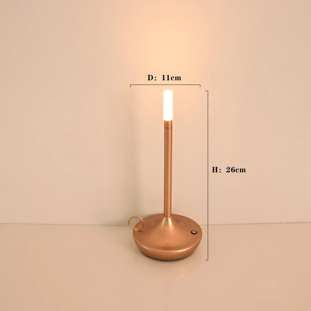 Rechargeable Candle Table Lamp - Modern Dimmable Light for Bedroom & Camping