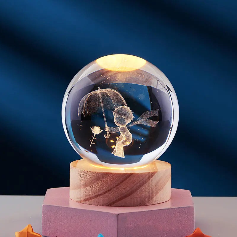 3D Crystal Night Lamp with LED Lighting - Adjustable Brightness