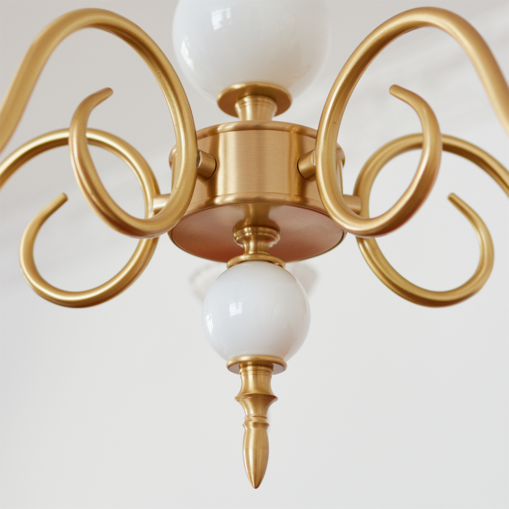 Cream Glass Chandelier American Retro Metal Lamp Bedroom