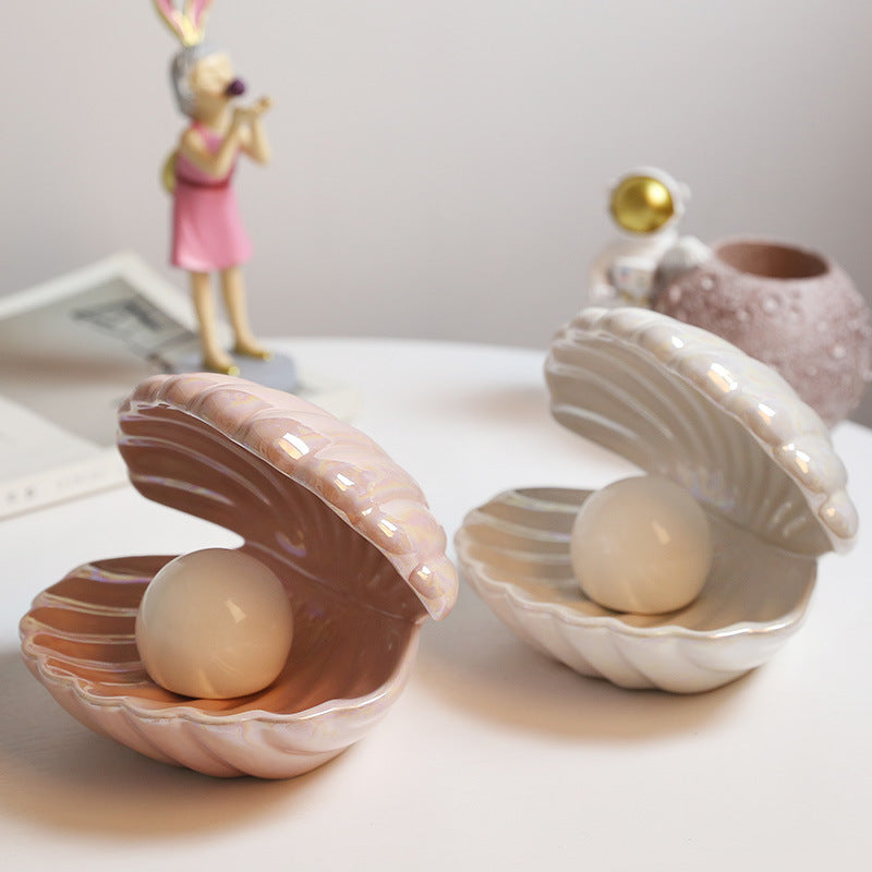 Ceramic Pearl Night Light - Elegant Shell Design, Gift Idea