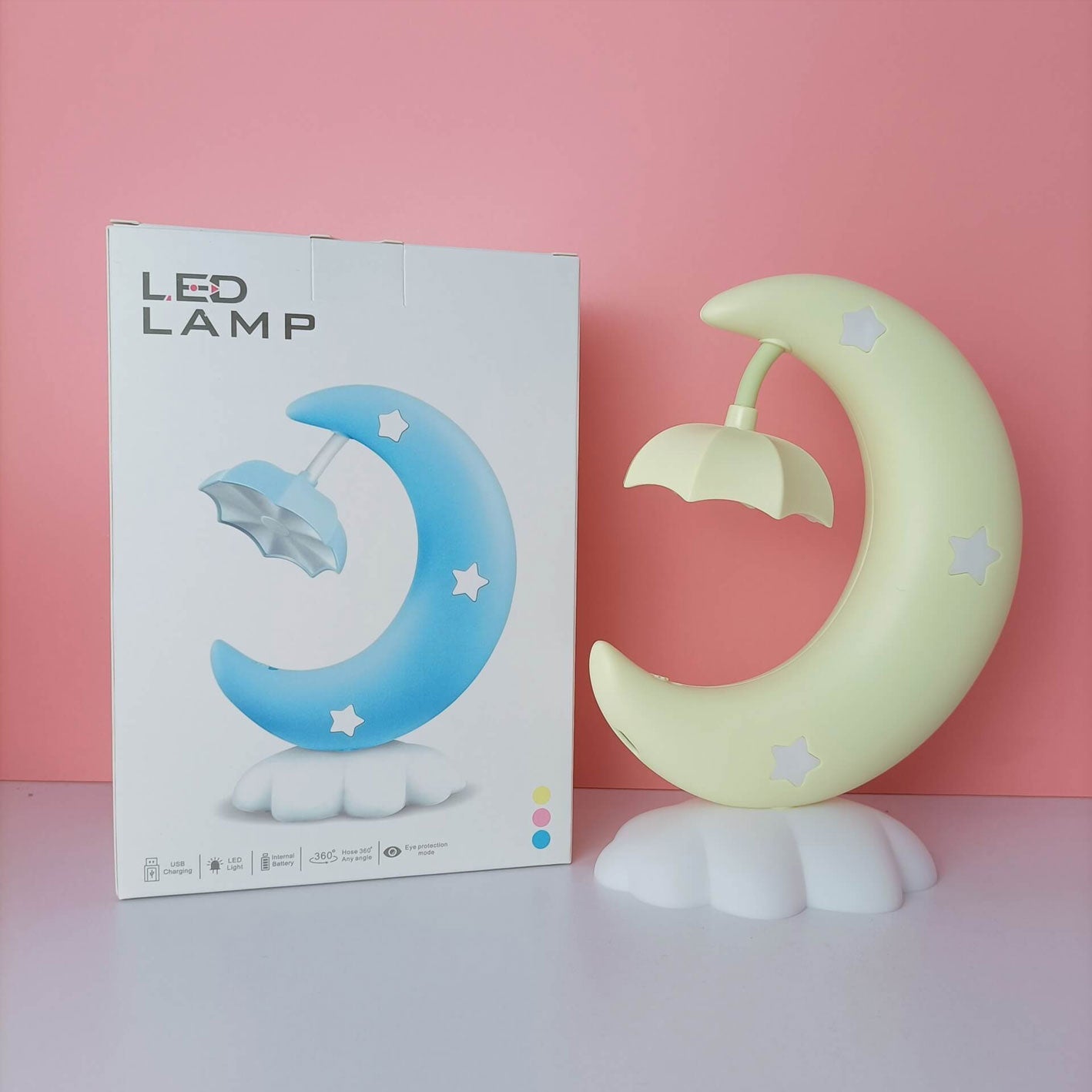 Cartoon Moon Boot Eye Protection Night LED Table Lamp